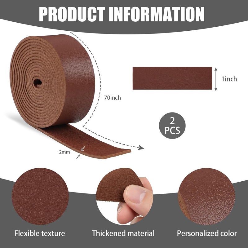 SilTriangle 363 Pcs Leather for Crafts Kit 140 Inches Leather Straps Flat with Wide 360 Rivets and 1 Double Rivet Tubular Setting Tool for DIY Bags Craft Repairs Decoration - Image 2